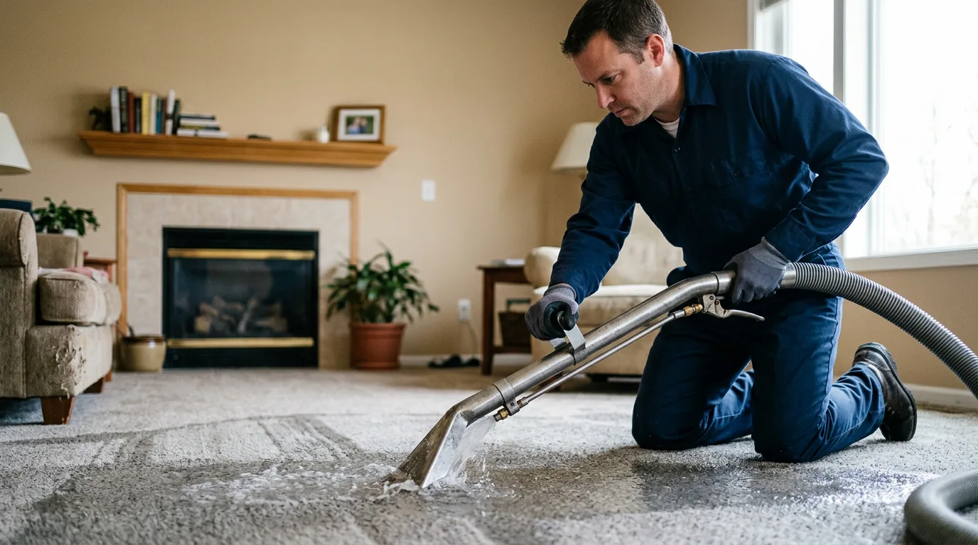 Water damage restoration technician working near Solon, OH